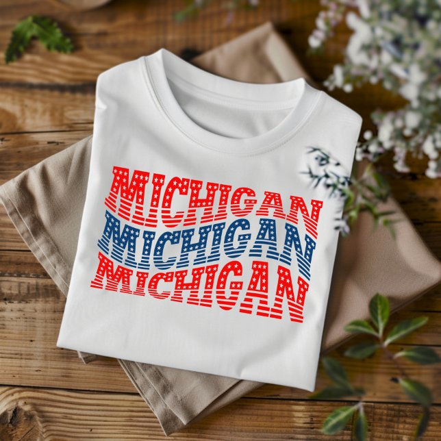 Camiseta boho roja y azul patriótica de Michigan  (Subido por el creador)