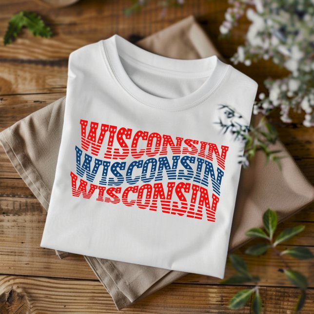 Camiseta boho roja y azul patriótica de Wisconsin (Subido por el creador)