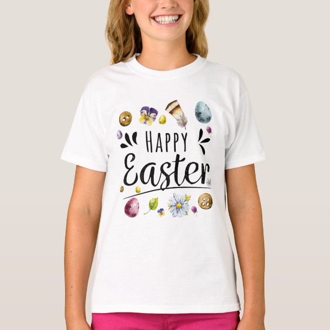Camiseta Boho Rustic Watercolor Feliz Pascua (Anverso)