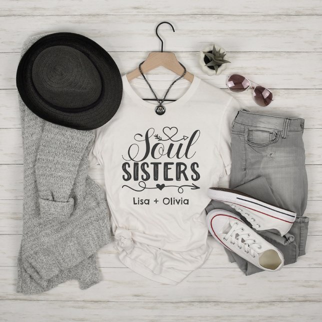 Camiseta Boho Soul Hermanos Nombre personalizado Mejor Amig (Boho Soul Sisters Custom Name Best Friend T-Shirt)