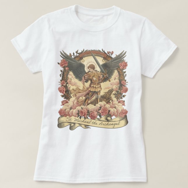 Camiseta Boho St. Michael Archangel Católico Tradicional (Diseño del anverso)