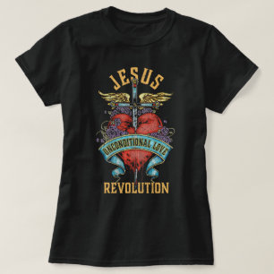 Camiseta Boho Sword Wings Corazón Revolución Cristiana Jesú