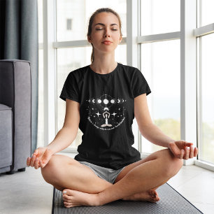 Camiseta Boho T-shirt with Woman in Lotus Pose and Lunar