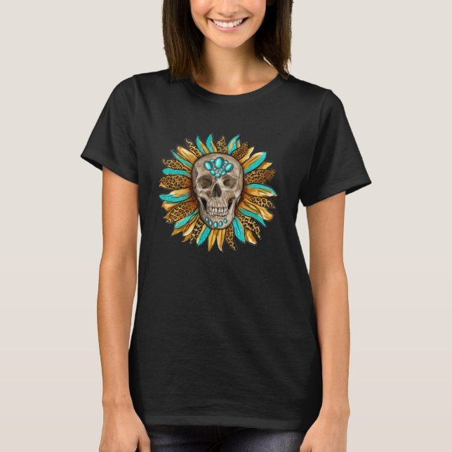Camiseta Boho Turquoise skull sunflower turquoise Gypsy Sou (Anverso)