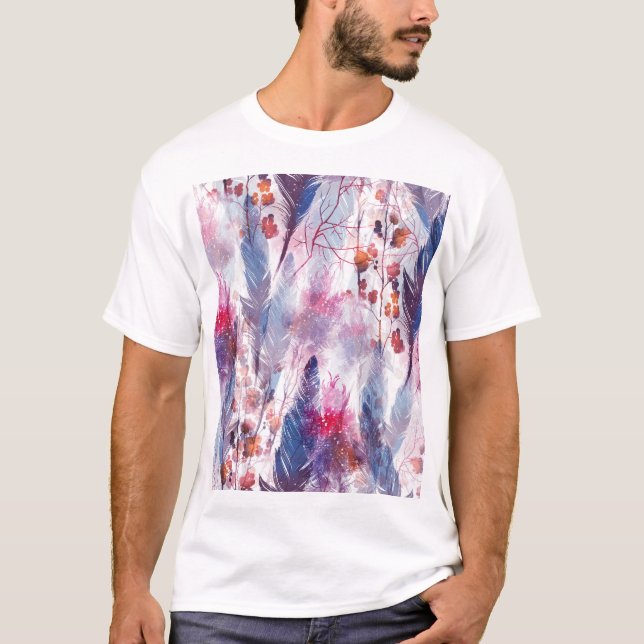 Camiseta Boho Twigs and Feathers: Arte de moda (Anverso)
