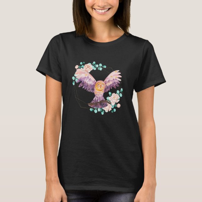 Camiseta Boho Watercolorful Owl Bird Wild And Ani (Anverso)