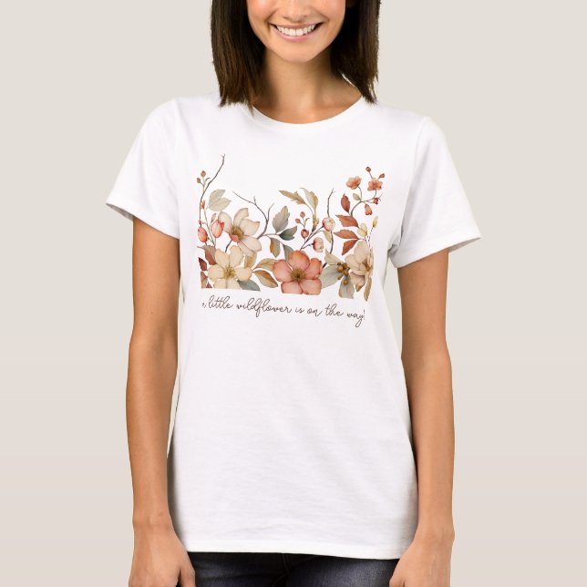 Camiseta Boho Wildflower Floral White Baby Shower (Anverso)