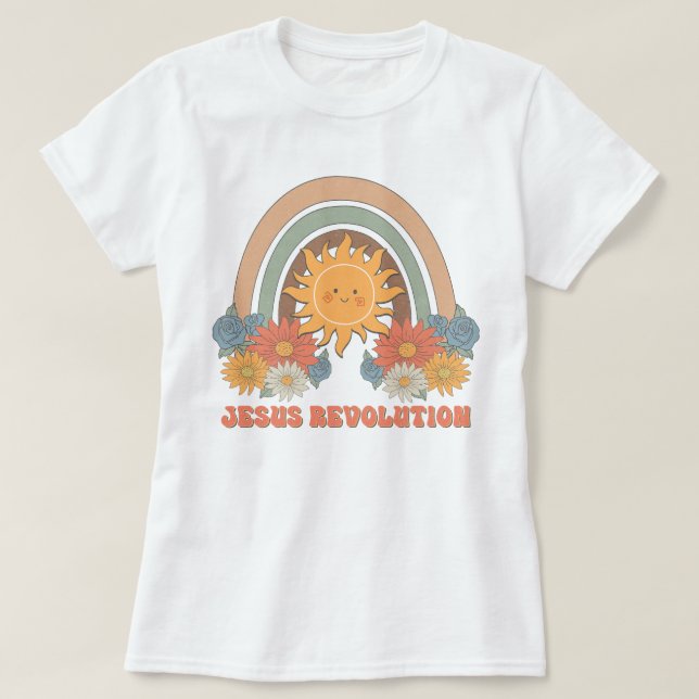 Camiseta Boho Wildflower Retro Sol Jesús Revolución (Diseño del anverso)