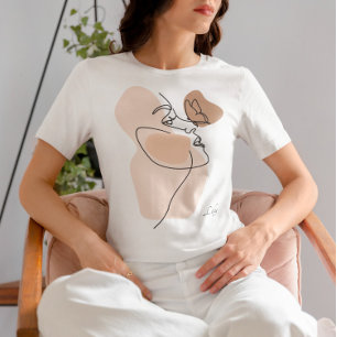Camiseta Boho Woman Line Art , Earthones
