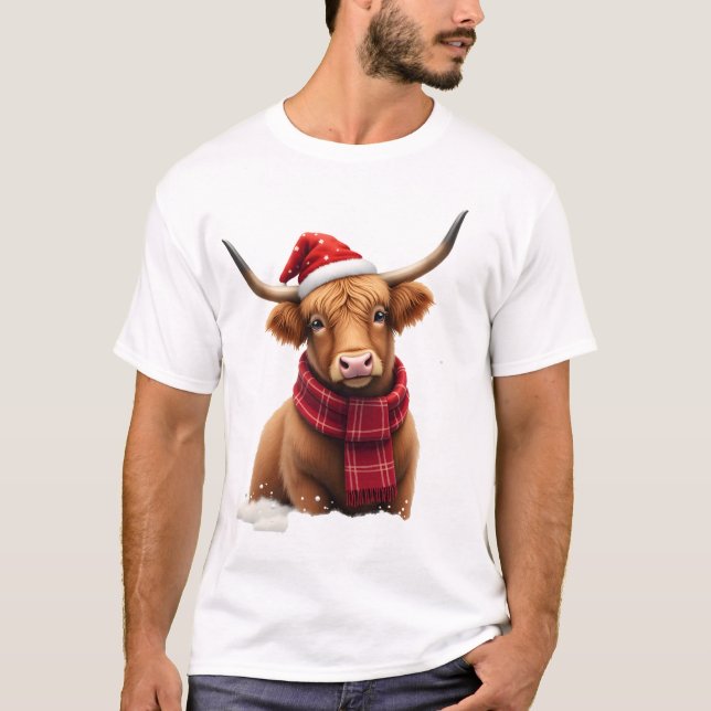 Camiseta Boho Xmas Christmas Highland Cow T-Shirt (1).png (Anverso)