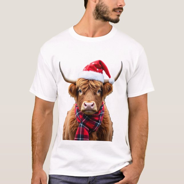 Camiseta Boho Xmas Navidad Vaca de las Tierras Alt (Anverso)