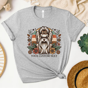 Camiseta Boho Yorkie Rustic Floral Vintage Dog Mom