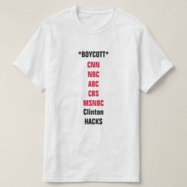 Camiseta Boicoteo de los medios de la corriente principal (Diseño del anverso)