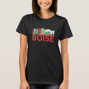 Camiseta Boise Idaho Estados Unidos Skyline Silhouette Esqu