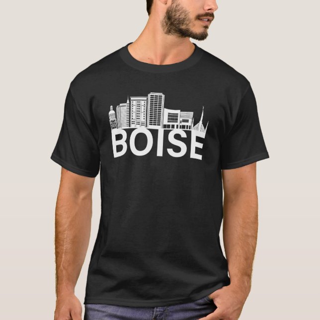 Camiseta Boise Idaho USA City Skyline Silhouette Outline Sk (Anverso)