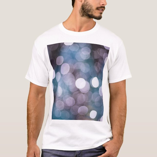 Camiseta Bokeh gris azul, fondo abstracto. (Anverso)