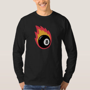 Camiseta Bola 8 en llamas retro en fuego Piscina Billar Cue