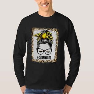 Camiseta Bola blanqueada de softball Granny Messy Bun Game 