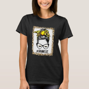 Camiseta Bola blanqueada de softball Granny Messy Bun Game