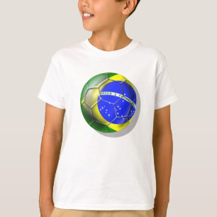 Camiseta Bola brasileña de la bandera del fútbol de la