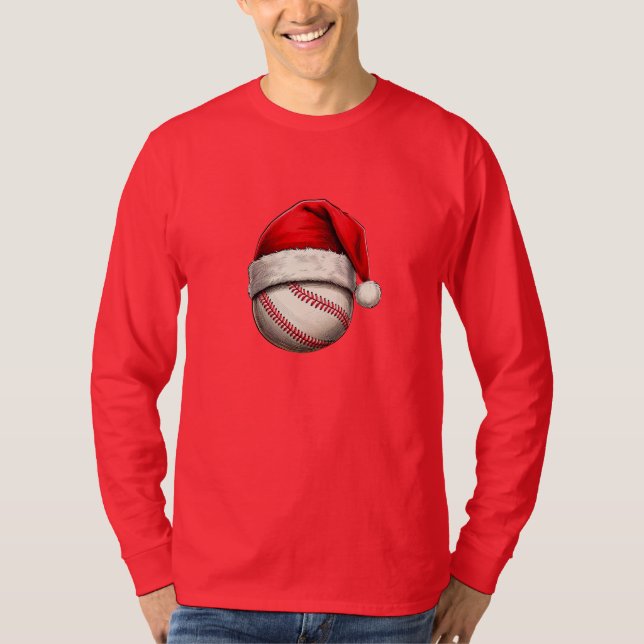 Camiseta Bola de béisbol con feriado de Navidades de Santa  (Anverso)