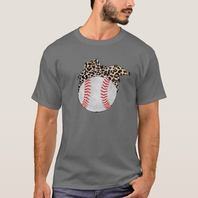 Camiseta Bola de béisbol con mamá de béisbol Leopard Bandan (Anverso)