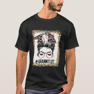 Camiseta Bola de béisbol con sangre desgarradora Messy Bun 