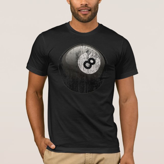 CAMISETA BOLA DE BILLAR DEL NÚMERO 8 - EROSIONADA Y (Anverso)