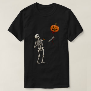 Camiseta Bola de calabaza flotante con brazo de esqueleto d