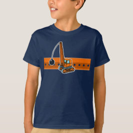 Camiseta bola de demolición de la construcción del naranja