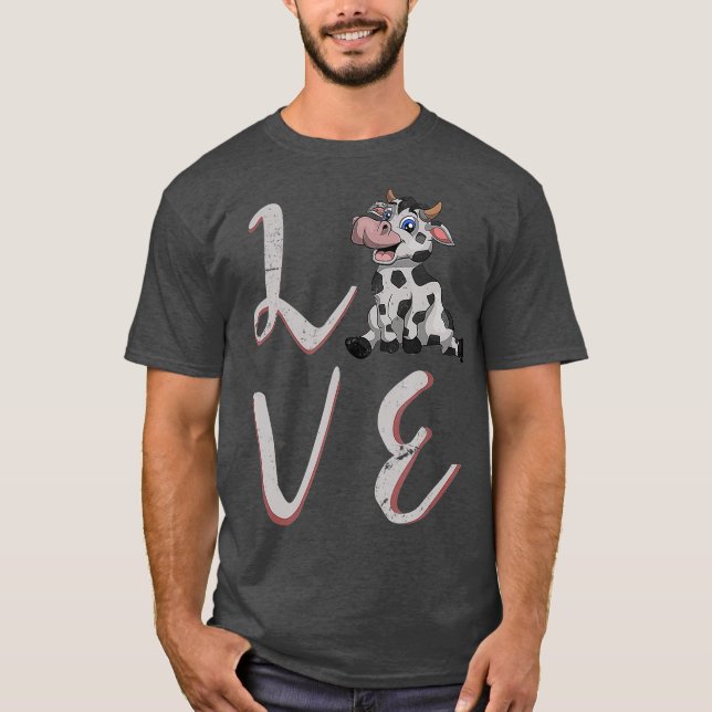 Camiseta Bola de Día de San Valentín Lover de vaca animal d (Anverso)