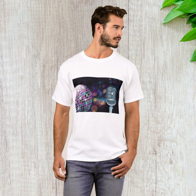 Camiseta Bola de Disco Retro y Micrófono Antiguo (Subido por el creador)