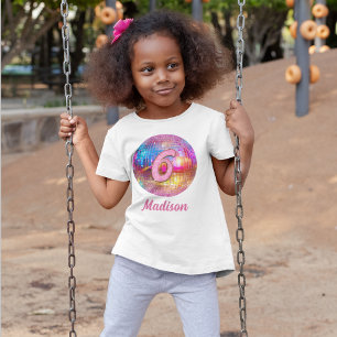 Camiseta Bola de Discoteca de Purpurina Dorada Rosa Brillan