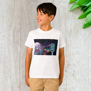 Camiseta Bola de discoteca retro y micrófono vintage
