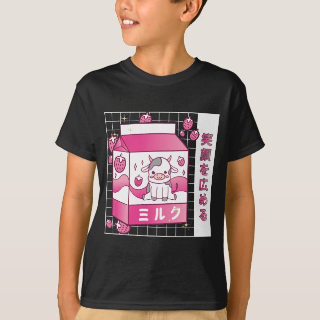 Camiseta Bola de fresa de anime japonesa Carton Cute de vac (Anverso)