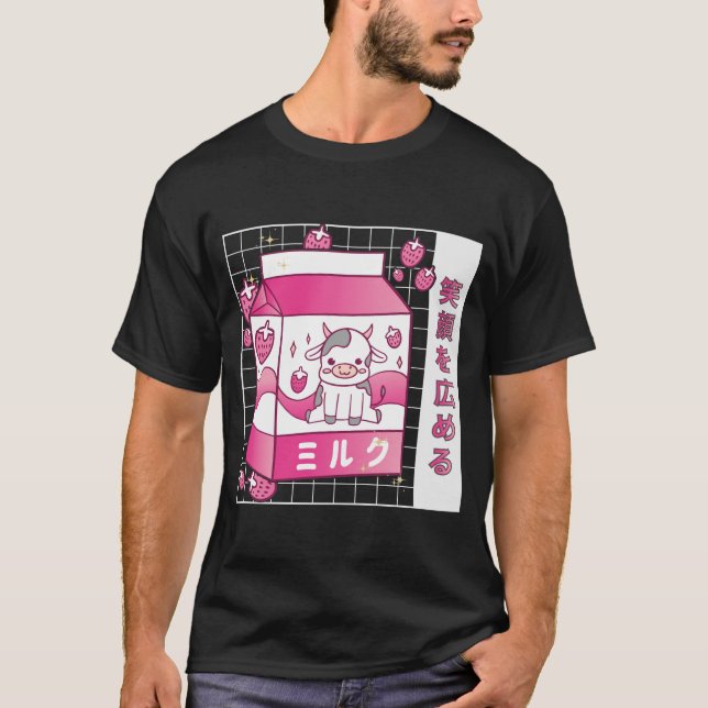 Camiseta Bola de fresa de anime japonesa Carton Cute de vac (Anverso)