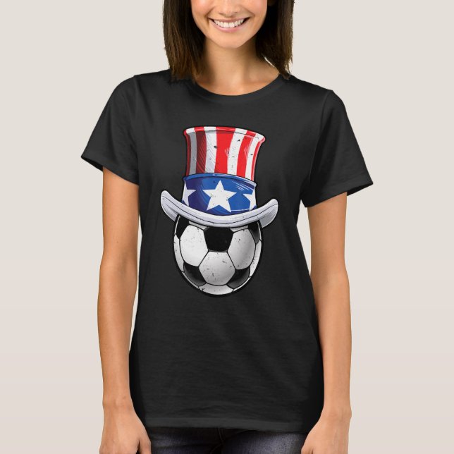 Camiseta Bola De Fútbol 4 De Julio Tío Sam Hombres Mujeres  (Anverso)