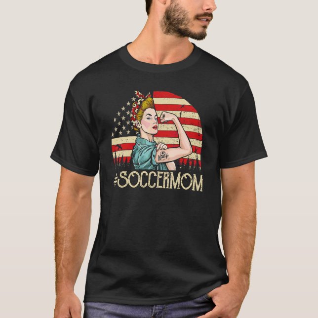 Camiseta Bola de fútbol de mamá mujeres bandera estadounide (Anverso)