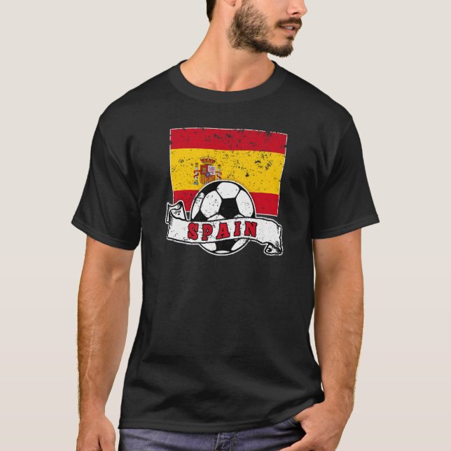 Camiseta BOLA DE FÚTBOL Y BANDERA DE España ENFRENTADAS (Anverso)