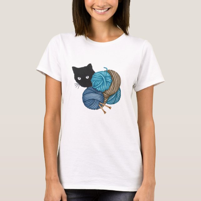 Camiseta bola de gato negro (Anverso)