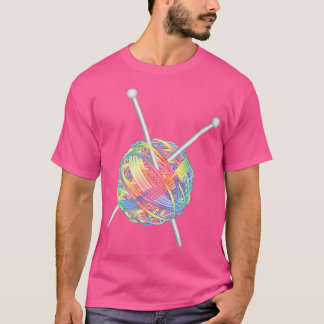 Camiseta Bola De Lana Con Agujas De Tejer Arcoíris