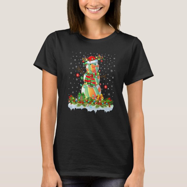 Camiseta Bola de mano Xmas Lighting Funny Snowman Handball  (Anverso)
