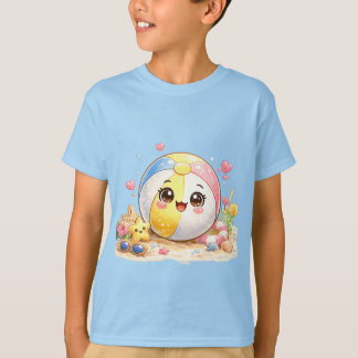 Camiseta Bola de Playa Adorable - Arte Feliz Día de Playa d