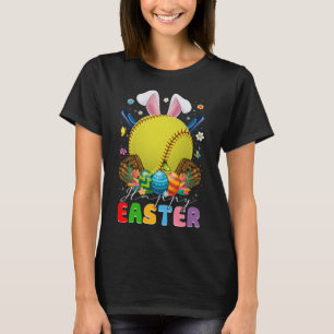 Camiseta Bola de Softbol & Bats Bunny Ears Easter Day Boys 