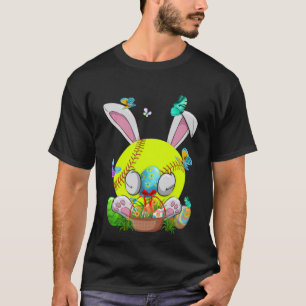 Camiseta Bola de Softbol & Bats Bunny Ears Easter Day Boys