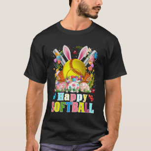 Camiseta Bola de Softbol & Bats Bunny Ears Easter Day Boys 