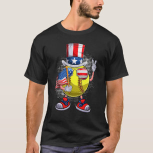 Camiseta Bola De Softbol Tío Sam Gorra Bandera Americana 4