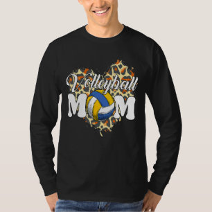 Camiseta Bola de voleibol mamá Leopard Heart Game Day Cheer