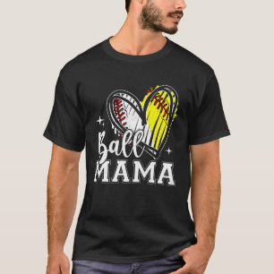 Camiseta Bola Mamá Corazón Béisbol Softball Madre Día de la
