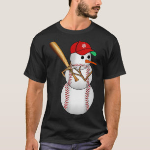 Camiseta Bolas de béisbol Muñeco de nieve Navidad Regalos d